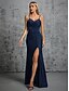 economico Abiti da damigella-Abiti da Quinceanera Sirena  Tromba Abito Elegante Formale Matrimonio Lunghezza Pavimento Senza Maniche Spaghetti Seta Senza Schiena con Fessura Arricciata