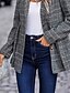 baratos Blazers e Fatos-Mulheres Blazer Confortável Botões Moda Xadrez Rua Final de semana Não Trespassado Padrão Aberto para a Lateral Normal Manga Longa agasalhos Preto Outono Inverno