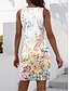abordables Robe Fleurie-Femmes Mini Robe Robe fourreau Robe Portefeuille Robe d&#039;été Occasionnel Quotidien Coupe régulière Fleuri Graphique Sans manches Col en V Jaune Bleu Violet Été Printemps