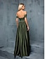 ieftine Semi-formal / Cocktail-Rochii A-Line quinceanera rochie elegantă formală de nuntă lungă pe jos fără mâneci fără bretele din satin fără spate cu pliseuri