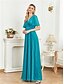 billiga Semi-formell / Cocktail-A-linjeformade Quinceanera-klänningar Elegant Klänning Formell Bröllop Golvlängd Kort ärm V-ringad Chiffon med Fållar