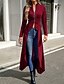 voordelige Overhemdjassen-Dames Vrijetijdsjas Comfortabel Vetoketju Onregelmatige zoom Elegant Modieus Effen Straat Weekend Rits Lang Opstaand Normale pasvorm Lange mouw bovenkleding Zwart Bordeaux Herfst Winter