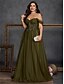 cheap GREEN-A-Line Plus Size Dresses Elegant Curve Dress Formal Wedding Floor Length Sleeveless Off Shoulder Chiffon Backless with Slit