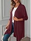 voordelige Jassen &amp; Trenchcoats-Dames Vrijetijdsjas Ademend Comfortabel Extra groot Casual Effen Vakantie Straat Casual Alledaagse kleding Open voorzijde Lang Zonder Kraag Normale pasvorm 3/4 mouw bovenkleding Wit Blozend Roze Wijn