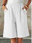 abordables Bermudas-Mujer Chinos Pantalón corto Moda Ropa de calle Básico Longitud de la rodilla Alta cintura Plano Bolsillo Cintura elástica Confortable Suave Cómodo Microelástico Exterior Calle Gris oscuro Azul