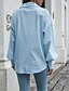 economico Top Semplici da Donna-Per donna Camicia Semplice Quotidiano Elegante Essenziale Manica Lunga Manica a Lanterna Colletto a Camicia Top Regolari Lavoro Quotidiano Ferie Tasca Bottoni Blu Primavera Autunno