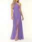 cheap Bridesmaid Dresses-Mermaid / Trumpet Bridesmaid Dress Halter Neck Sleeveless Elegant Floor Length Chiffon with Split Front