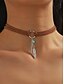 billige Halskjede for kvinner-Boho fjær-chokeringskjede til dame – stropp i imitert semsket skinn med turkis perle, justerbare festivalsmykker for frilynte tenåringer og voksne, ideelt for sommerutflukter og konserter