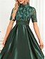 billiga Semi-formell / Cocktail-A-Löpare Quinceanera Klänningar Elegant Klänning Formell Bröllop Golvlängd Kort ärm Rundad Halsringning Polyester med Plisseringar