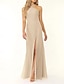 cheap Bridesmaid Dresses-Mermaid / Trumpet Bridesmaid Dress Halter Neck Sleeveless Elegant Floor Length Chiffon with Split Front