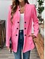 abordables Blazers et Costumes-Femmes Blazer Confortable Respirant Boutons Occasionnel Uni Bureau Rue Occasionnel Tenue quotidienne Simple Boutonnage Régulier Col montant Coupe régulière manche longue Vêtements d&#039;extérieur Noir