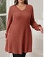 preiswerte Pulloverkleider-Damen Minikleid Pulloverkleid Lässig Lässig Normale Passform Einfach Langarm V Ausschnitt Schwarz Braun Grün Grau Herbst Winter