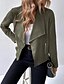 baratos Blazers e Fatos-Mulheres Jaqueta casual Confortável Zíper Moda Ao ar livre Tecido Para Noite Final de semana Abertura Frontal Padrão Aberto para a Lateral Normal Manga Longa agasalhos Preto Marron Verde Tropa Outono