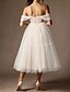 baratos Vestidos de Casamento-Vestidos Brancos para Noivado Vestidos de Casamento A-Line Coração Doce Sem Mangas Comprimento do Chá Cetim Vestidos de Noiva Com Cinto  Faixa Pregas