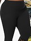 baratos Esportes Plus Size e Gravidez-Mulheres leggings de pilates Legging Capri calças esportivas Renda Leve Pilates Academia Corrida Legging Capri Côr Sólida Preto Tamanho Grande Esportes Roupas Esportivas Micro-Elástica