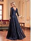 ieftine albastru-Rochii A-Line quinceanera rochie elegantă rochie formală nuntă lungime până la podea mânecă 3/4 guler cămașă poliester cu pliuri