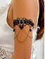 billige Dame armbånd-Damearmbånd i gotisk blonde med sort ædelstensvedhæng og kæder, armmanchet i vintage steampunk-stil til Halloween-kostumefest eller cosplay-tilbehør