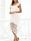 preiswerte Weiße Spitzenkleider-Damen Midikleid Weißes Kleid Spitzenkleid Mode Modern Outdoor Urlaub Ferien Normale Passform Einfach Ärmellos V Ausschnitt Weiß Sommer