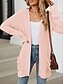 billige Cardigans og overtøj-Dame Bluse Cardigan Elegant Mode Gade Ren farve Åben Front Lomme Strikket Langærmet Almindelige toppe Strikke udendørs Daglig Weekend Lyserød Blå Efterår Vinter
