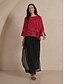 voordelige Elegante topjes-Dames Kanten overhemd Blouse Geklede topjes Chiffon-topjes Effen Kleur Bloemig Elegant Stijlvol Casual Halve mouw Flutter mouw Boothals Normale tops Bruiloft gast Werk Dagelijks Asymetrische zoom Wijn