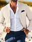 tanie Linen Blazer-Męskie Marynarka Lniana marynarka Kołnierz z wycięciem Moda Codzienny Solidne kolory Blazer Brudny błękit Jasnoszary Ciemnoniebieski Dopasowana Jednorzędowa, jeden guzik