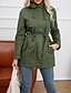 levne Trench Coaty-Dámské Trenčkot Zahřívací Pohodlné Zip Kapsy Módní Venkovní Bez vzoru Jdeme ven Víkend Zip Standardní Kapuce Běžný Dlouhý rukáv Svrchní oděvy Černá Bílá Armádní zelená Podzim Zima