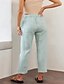 economico Pantaloni a gamba dritta-Per donna Pantaloni in cotone e lino Pantaloni Eleganti Streetwear Casual Lunghezza intera Naturale Semplice Tasca Design con Coulisse Elastica Comodo All&#039;aperto Confortevole Ferie Abbigliamento
