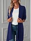 voordelige Jassen &amp; Trenchcoats-Dames Vrijetijdsjas Ademend Comfortabel Extra groot Casual Effen Vakantie Straat Casual Alledaagse kleding Open voorzijde Lang Zonder Kraag Normale pasvorm 3/4 mouw bovenkleding Wit Blozend Roze Wijn