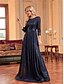 ieftine albastru-Rochii A-Line quinceanera rochie elegantă rochie formală nuntă lungime până la podea mânecă 3/4 guler cămașă poliester cu pliuri