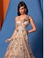 ieftine albastru-Rochii A-Line pentru Quinceanera Rochie Elegantă Formală pentru Nuntă Lungime de Pardoseală Fără Mâneci Gât în V Poliester cu Plisaje