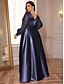 ieftine verde-Rochii Plus Size A-Line Elegantă Rochie de Curbe Formală Nuntă Lungime Pământ Mâneci Lungi Gât în V Poliester cu Pliseuri
