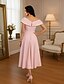 preiswerte Knöchellänge-Schlauchkleid Kleid Tee-Länge Partykleid Cocktailkleid Kleid für Hochzeitsgäste Brautmutterkleid Kurzarm Ein-Schulter Elegant Vintage Formell Stretchstoff mit Gerafft Applikationen Blume