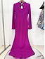 abordables Vestidos de Noche Sirena-Vestidos de Fiesta de Sirena  Trompeta Elegante Formal para Boda Largo Con Mangas Largas Cuello Redondo de Satén con Bordado