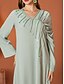 economico Matrimonio Informale / Di Giorno-Linea ad A Abito da cerimonia per signora Elegante Scollo a V Lunghezza al pavimento Chiffon Manica Lunga con Cristalli 2025