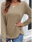 abordables T-shirt uni-Blouse femme couleur unie élégante décontractée col rond à manches longues tops réguliers quotidiens patchwork noir rose vin kaki bleu clair automne préautomne