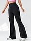 cheap Yoga Leggings &amp; Tights-Women's Capri Leggings Yoga Leggings Pocket Tummy Control High Waist Gym Dance Athletic Bottoms Solid Color Black Fall Sports Activewear Tight Fit