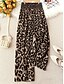 Χαμηλού Κόστους φαρδύ πόδι &amp; ψηλόμεσο-Γυναικεία Πλατύ Πόδι Παντελόνια Κομψό στυλ street Καθημερινό Μακρύ Ψηλή Μέση Λεοπάρ Εκτύπωση Ελαστικό σχέδιο κορδονιών περίσφιξης Ικανότητα να αναπνέει Moale Μικροελαστικό