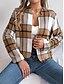 abordables Manteaux 3D-Femmes Veste Décontractée Confortable Respirant Imprimé Occasionnel Plaid Vacances Rue Tenue quotidienne Sortir Ouvert devant Court Col montant Coupe régulière manche longue Vêtements d&#039;extérieur
