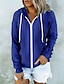 abordables veste à capuche-Femmes Veste Décontractée Confortable Respirant Avec Poches Extérieur Occasionnel Uni Athleisure Décontracté Quotidien Régulier À capuche Coupe régulière manche longue Vêtements d&#039;extérieur Noir