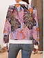 baratos jaqueta bomber-Mulheres Jaqueta Bomber Jaqueta casual Confortável Respirável Zíper Bolsos Imprimir Casual Floral Férias Rua Casual Roupa Diária Zíper Curto Colarinho Chinês Normal Manga Longa agasalhos Branco Rosa