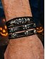 voordelige Halloween Accessoires-Set leren armbanden met schedelbedels voor heren – verstelbare punkarmband van echt leer voor Halloweenfeesten, cosplay en rockconcerten
