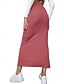 billige Ensfarvede nederdele-Dame Skjørte Afslappet Maxi Alm. taljede Nederdele Vanlig Spaltede spidser Mikroelastisk Ferierejse Gade Sort Rød Lysebrun Brun Sommer Polyester