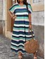 ieftine Rochii cu dungi și geometrice-Pentru femei Rochie Maxi Rochie A line Casual În aer liber Plajă Potrivire Largă Dunga Manșon scurt În V Roz Îmbujorat Roșu-aprins Albastru piscină Mov Vară Primăvară