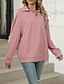voordelige Textured Hoodies en Sweatshirts-Dames Trui-sweatshirt Sweatshirts Effen Streetwear Casual Lange mouw V-hals Normale tops Straat Feestdagen Uitgaan Zwart Blozend Roze Licht Grijs Licht Blauw Herfst Winter