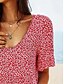 voordelige Bloemenjurken-Dames Mini-jurk Fit And Flare-jurk Casual Buiten Uitgaan Normale pasvorm Bloemig Korte mouw Ronde hals Licht Blauw Geel Rood Donkerblauw Zomer Lente