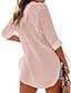 ieftine Topuri simple pentru femei-Pentru femei Cămașă Bluză Simplu Modern Casual Manșon Lung În V Topuri obișnuite Zilnic Concediu Buzunar Blush Pink Negru Alb Bleumarin Albastru celest Toamnă