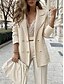 abordables Blazers et Costumes-Femmes Blazer Confortable Respirant Boutons Mode Moderne Uni Travail Quotidien Régulier Col Rabattu Coupe régulière manche longue Vêtements d&#039;extérieur Noir Blanche Rose Claire Printemps Automne