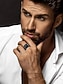 abordables Bijoux pour hommes-Bague homme en alliage noir avec pierre précieuse noire carrée – bague tendance pour un style décontracté ou de soirée