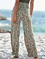 abordables pierna ancha y cintura alta-Mujer Perneras anchas pantalones Ropa de calle Casual Longitud total Cintura Media Flor Bolsillo Estampado Suave Festivos Fin de semana Verde Otoño Ajuste regular