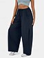abordables jambe large et taille haute-Femmes Jambe large Slacks Streetwear Occasionnel Longueur complète Naturel Uni Avec Poches Conception à cordon élastique Confortable Rue Fête Rouge bordeaux Noir Vert Véronèse Marron clair Automne